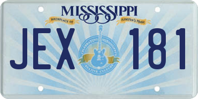 MS license plate JEX181