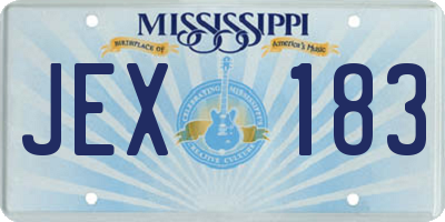 MS license plate JEX183