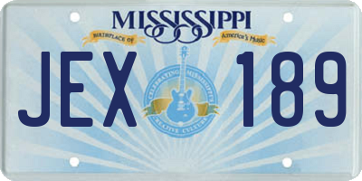 MS license plate JEX189