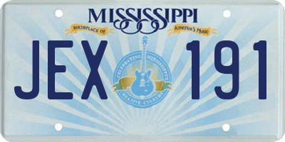 MS license plate JEX191