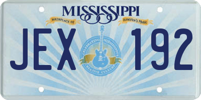 MS license plate JEX192
