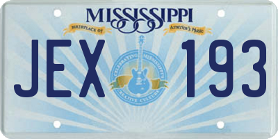 MS license plate JEX193