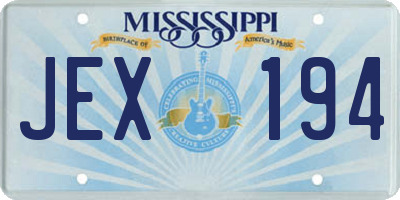 MS license plate JEX194