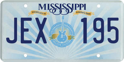MS license plate JEX195