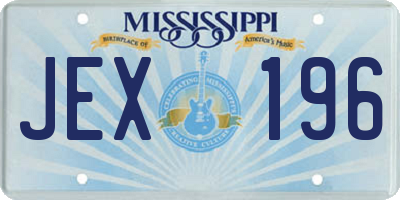 MS license plate JEX196