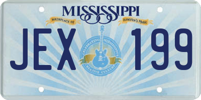 MS license plate JEX199