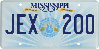 MS license plate JEX200