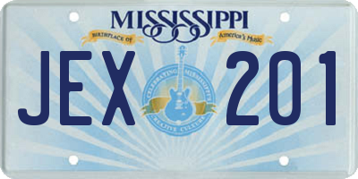 MS license plate JEX201