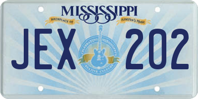 MS license plate JEX202