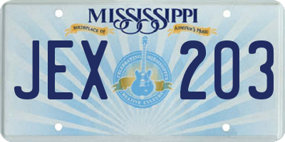 MS license plate JEX203
