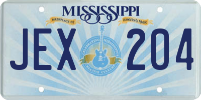 MS license plate JEX204