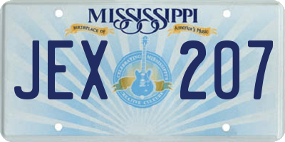 MS license plate JEX207