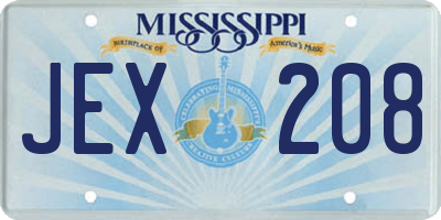MS license plate JEX208