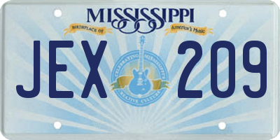 MS license plate JEX209