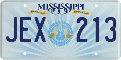 MS license plate JEX213