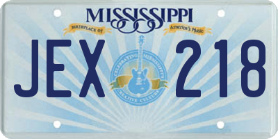 MS license plate JEX218