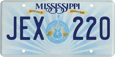 MS license plate JEX220