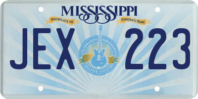 MS license plate JEX223