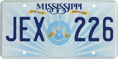 MS license plate JEX226