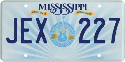 MS license plate JEX227
