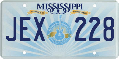 MS license plate JEX228