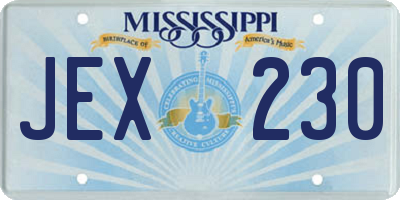 MS license plate JEX230