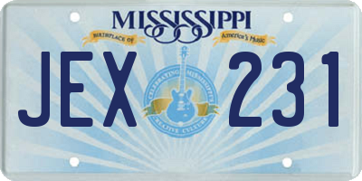 MS license plate JEX231