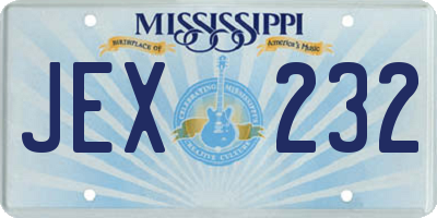 MS license plate JEX232