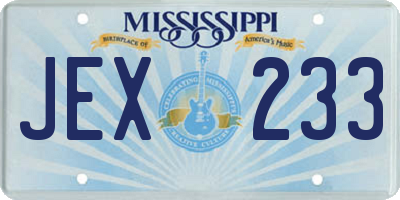 MS license plate JEX233