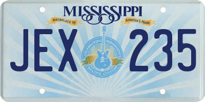 MS license plate JEX235