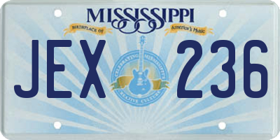 MS license plate JEX236