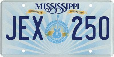 MS license plate JEX250