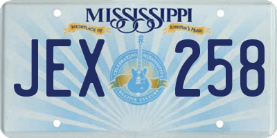 MS license plate JEX258