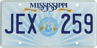 MS license plate JEX259