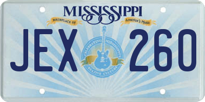 MS license plate JEX260