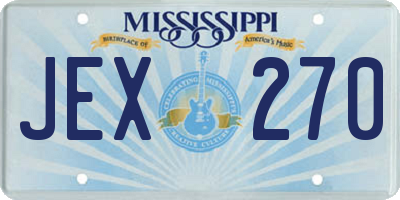MS license plate JEX270