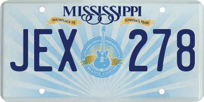 MS license plate JEX278