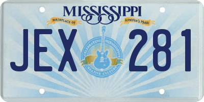 MS license plate JEX281