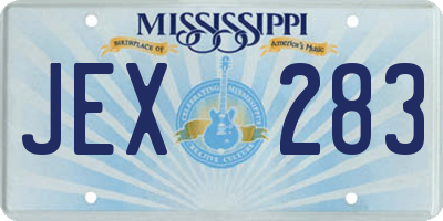MS license plate JEX283