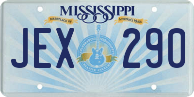 MS license plate JEX290