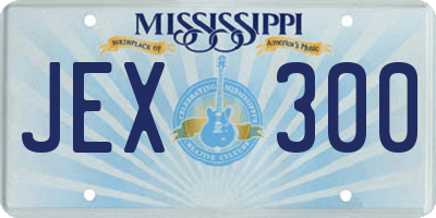 MS license plate JEX300