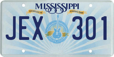 MS license plate JEX301