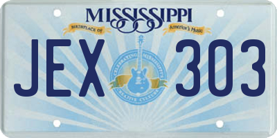MS license plate JEX303