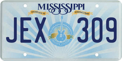 MS license plate JEX309