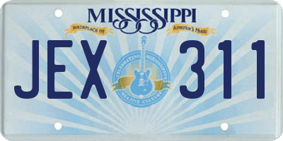 MS license plate JEX311