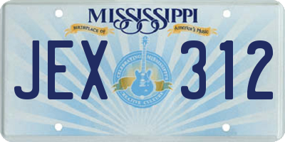 MS license plate JEX312