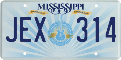 MS license plate JEX314