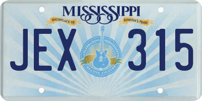 MS license plate JEX315