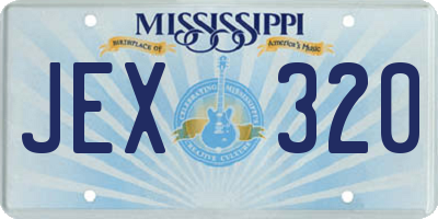 MS license plate JEX320