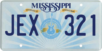 MS license plate JEX321